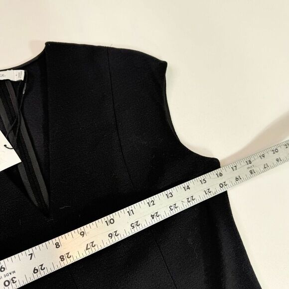 Vince Dress Womens 6 Black Sheath Short Sleeve V Neck Career Minimalist New - Picture 7 of 8